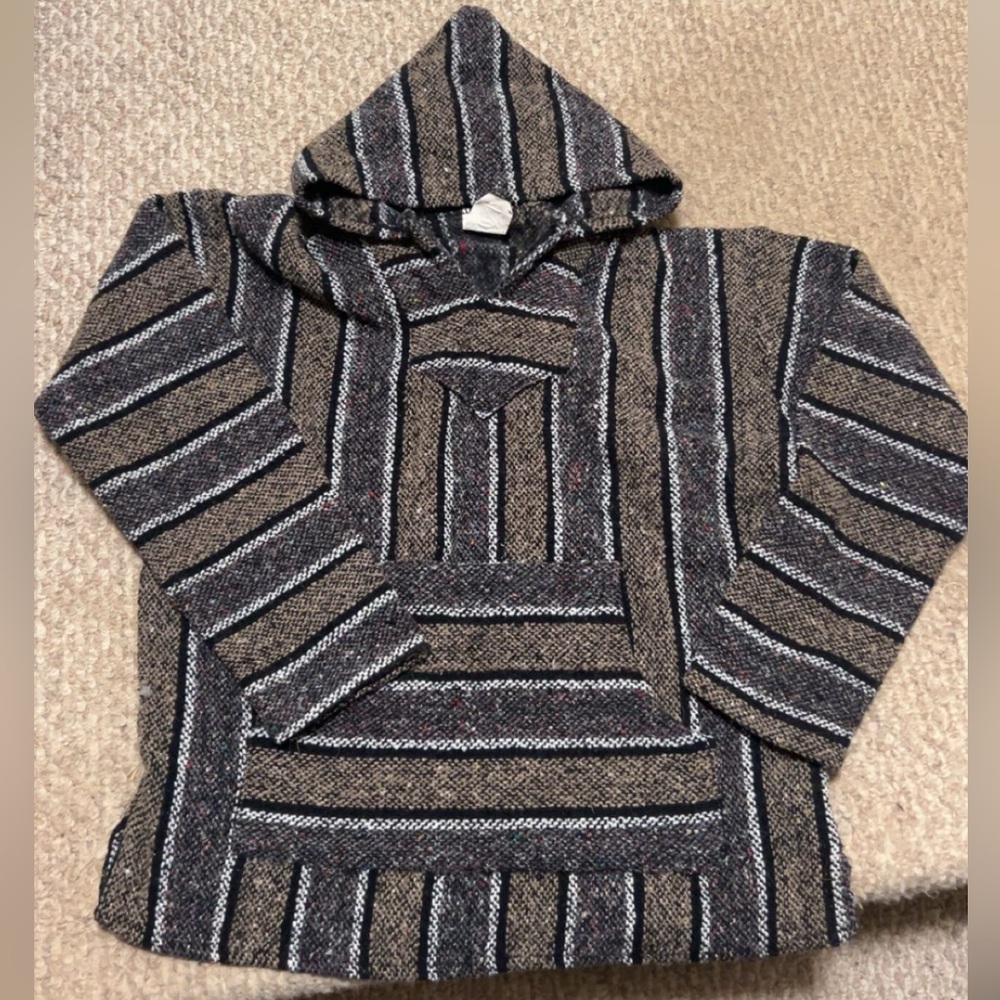 Striped Gray and Black Men's Baja hoodie